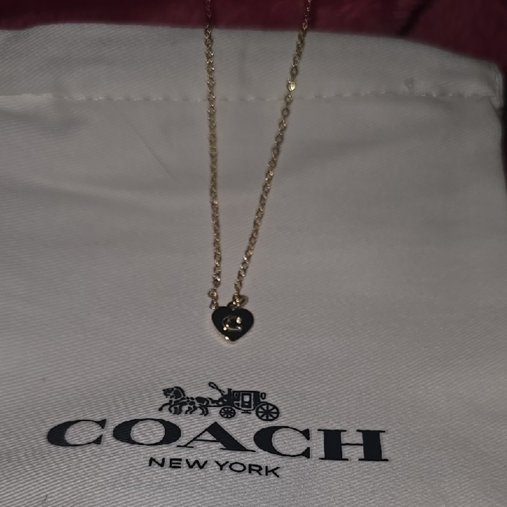 Coach Gold Chain with Gold Heart Necklace